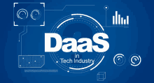 a blue background with the word daas in the center