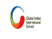 a logo for global indian international school with a colorful circle