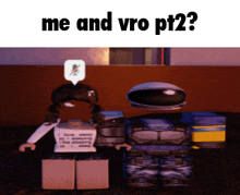 a picture of a girl and a robot with the words me and vro pt2 below them