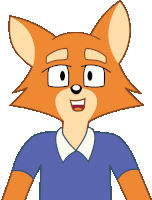 a cartoon fox wearing a blue shirt and glasses