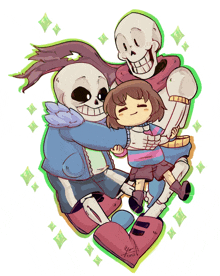 a drawing of sans papyrus and frisk with the year 2015 on the bottom right