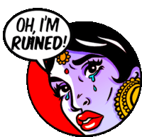 a cartoon of a woman crying with a speech bubble that says oh i 'm ruined