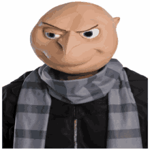 a man wearing a mask and a scarf has a very angry look on his face