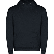 a black hoodie with a hood and a pocket on a white background