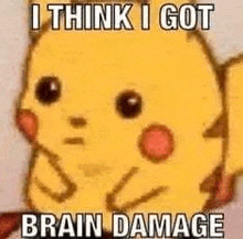 i think i got brain damage , a pikachu meme .