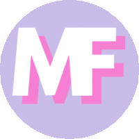 a purple circle with the letter m and f inside