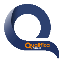 a logo for qualifica group with a blue letter q on a white background