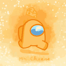 an orange among us character with a piece of cheese on top