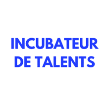 a blue logo that says incubateur de talents