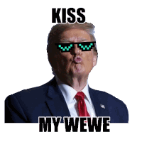 a man in a suit and tie is wearing sunglasses and says kiss my wewe