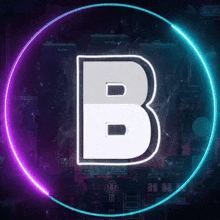 the letter b is glowing in a circle on a motherboard .