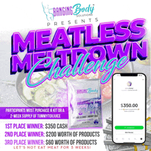 a poster for the meatless meltdown challenge