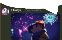 a picture of a couple kissing with the name evelyn above it