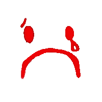 a drawing of a sad face with tears coming out of it