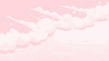 a pink background with white clouds floating in the sky .