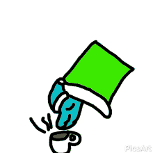 a cartoon drawing of a person pouring a cup of coffee into a cup .