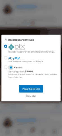 a screenshot of a paypal page with a cancel button