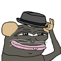 a cartoon drawing of a mouse wearing a black hat