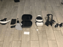 a virtual reality headset is laying on the floor