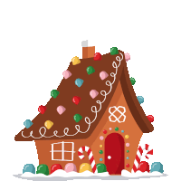 a gingerbread house with a gingerbread man standing in the doorway