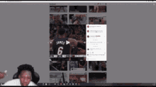 a computer screen shows a basketball player wearing a jersey that says james 6