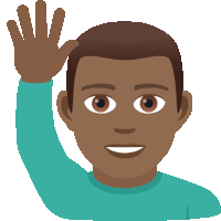 an emoji of a man waving his hand