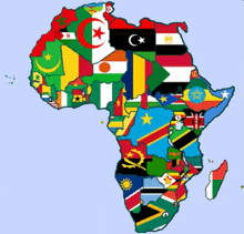 a map of africa with the flags of the countries