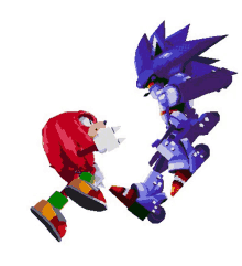 a pixel art of knuckles and metal sonic