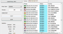 a computer screen shows a list of countries and their socks4 addresses