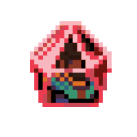 a pixel art drawing of a cupcake with a person inside