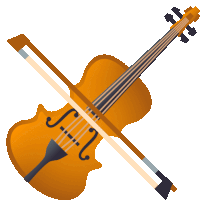 an illustration of a violin with a bow and the letter s on the strings