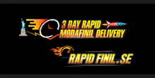 a 3 day rapid modafinil delivery logo with a statue of liberty in the background