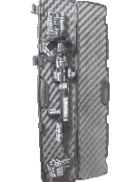 a black and white photo of a narcotico sniper rifle in a foam case