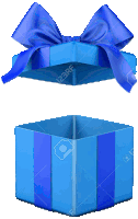 a blue gift box with a blue ribbon and a bow