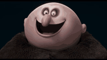 a close up of a cartoon character 's face with a big smile