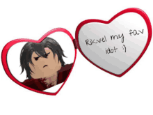 a heart shaped mirror with a picture of a man and the words " rikvel my fav idiot " written on it