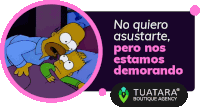 a cartoon of homer simpson laying next to bart simpson with the words no quiero asustarte pero nos estamos demorando