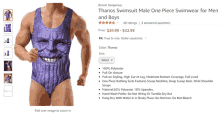 a picture of a thanos one piece swimsuit for men and boys