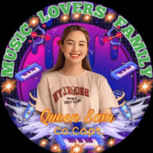 queen sam co.capt is featured on a music lovers family sticker