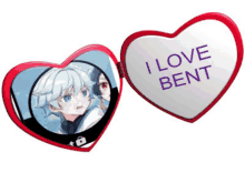 a heart shaped mirror says i love bent