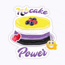 a sticker that says ' nbcake power ' on it with a picture of a cake