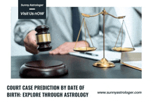 a poster for sunny astrologer showing a judge holding a gavel