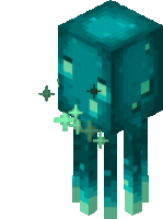 a pixel art drawing of a squid with glowing eyes