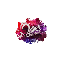 a logo for ballet delas with a splash of paint in the background