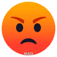 an angry smiley face with the word mad written below it