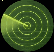 a radar screen shows a circle with a light coming out of the center .