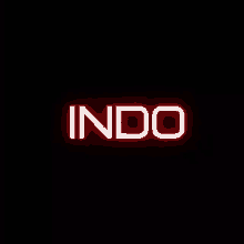 the word indo is glowing brightly in red on a black background