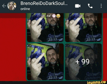 a screenshot of a man giving the middle finger with the name brenoreidodarksoul