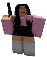 a girl in a pink shirt and shorts is holding a gun .