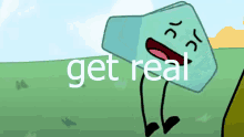 a picture of a cartoon character with the words " get real " on the bottom